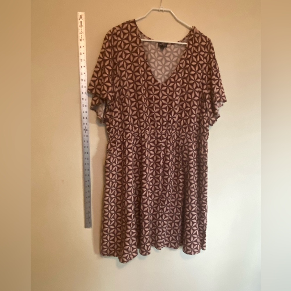 Women’s Plus Torrid Brown and Cream Mini Dress